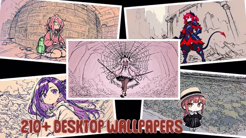 Cover image for Anime Sketch Wallpapers – 210+ HD Desktop Pack (1920x1080)