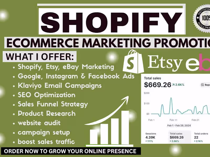 Cover image for promote shopify etsy ebay marketing store SEO to boost sales 
