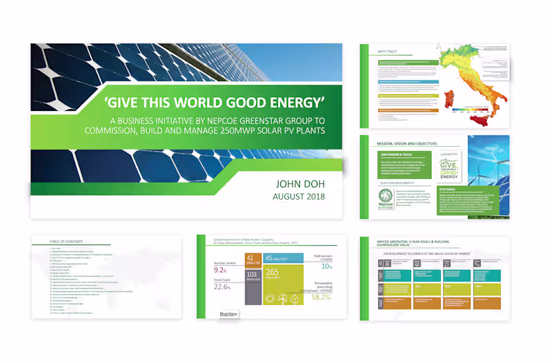 Cover image for Green Energy Investor Presentation Design