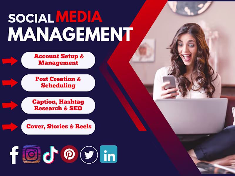 Cover image for I'll manage your social media on Instagram, Facebook, or TikTok