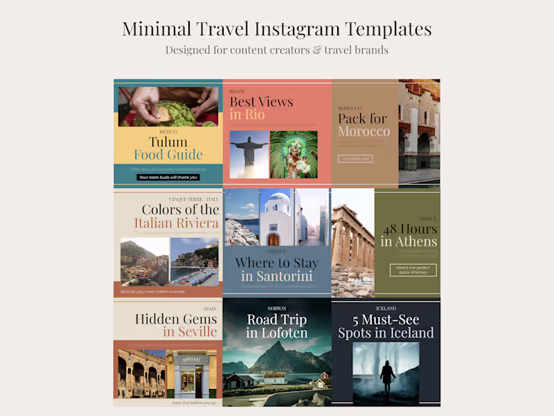 Cover image for Instagram Carousel Design for Travel Brands & Creators