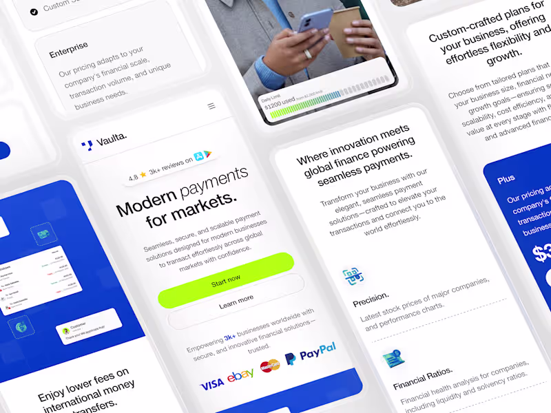 Cover image for Vaulta - Finance ⏐ Mobile Landing Page