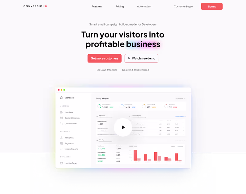 Cover image for ConversionX Landing page website design