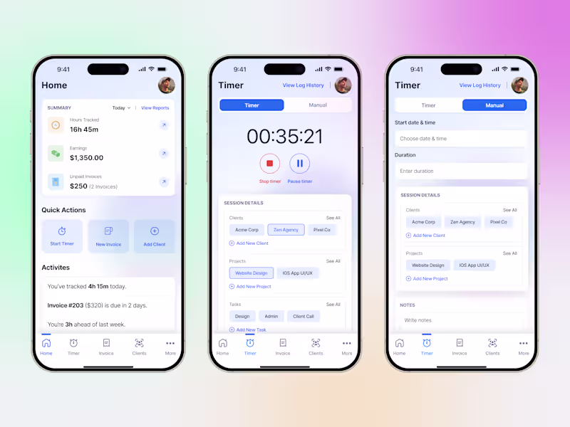 Cover image for Time Tracker and Invoicing App for Freelancers 💫
