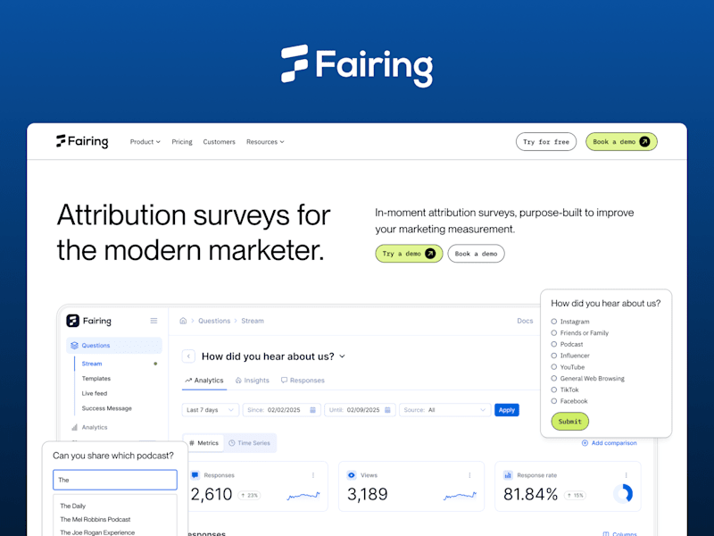 Cover image for Fairing – Attribution Surveys to Measure Your Marketing