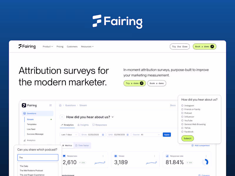 Cover image for Fairing – Attribution Surveys to Measure Your Marketing