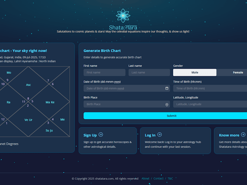 Cover image for Shatatara – Astrology Web App (MERN Stack)