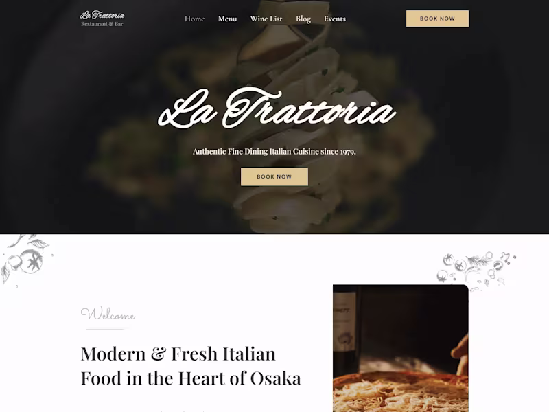 Cover image for La Trattoria Multi-Page Restaurant Website