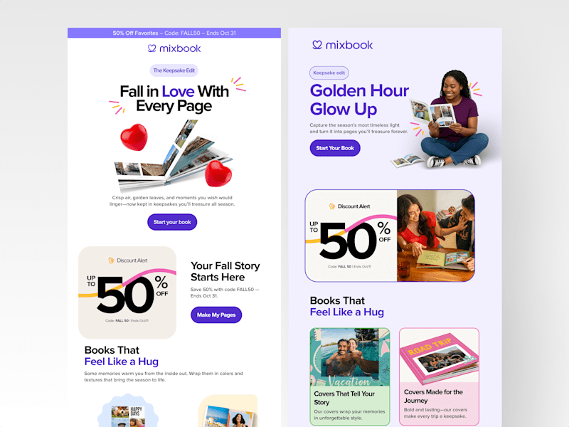 Cover image for Mixbook Fall Campaign Email Design