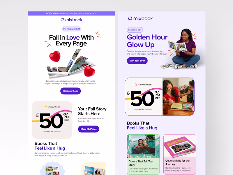 Cover image for Mixbook Fall Campaign Email Design
