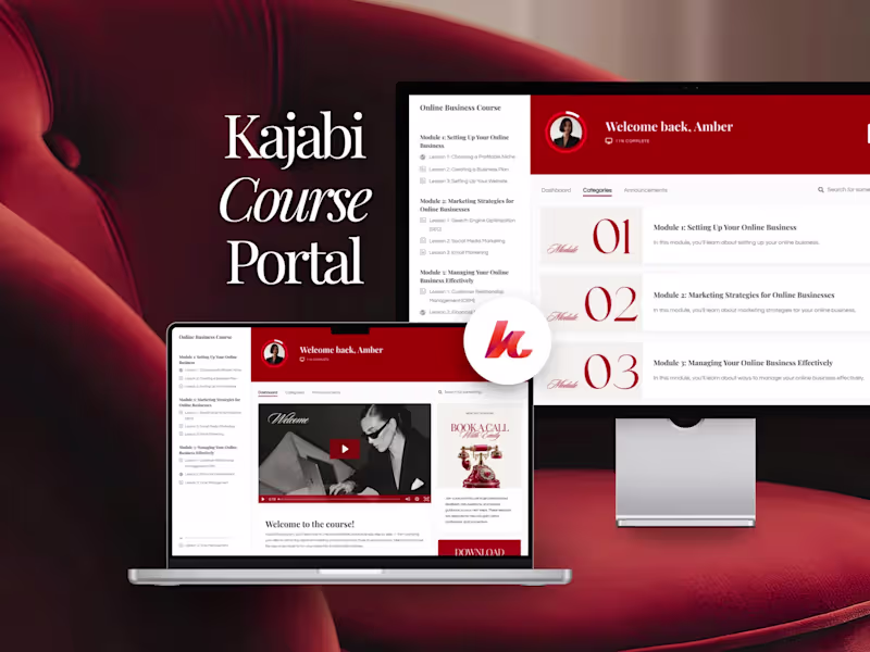 Cover image for Custom Kajabi Course Dashboard & Member Portal Design