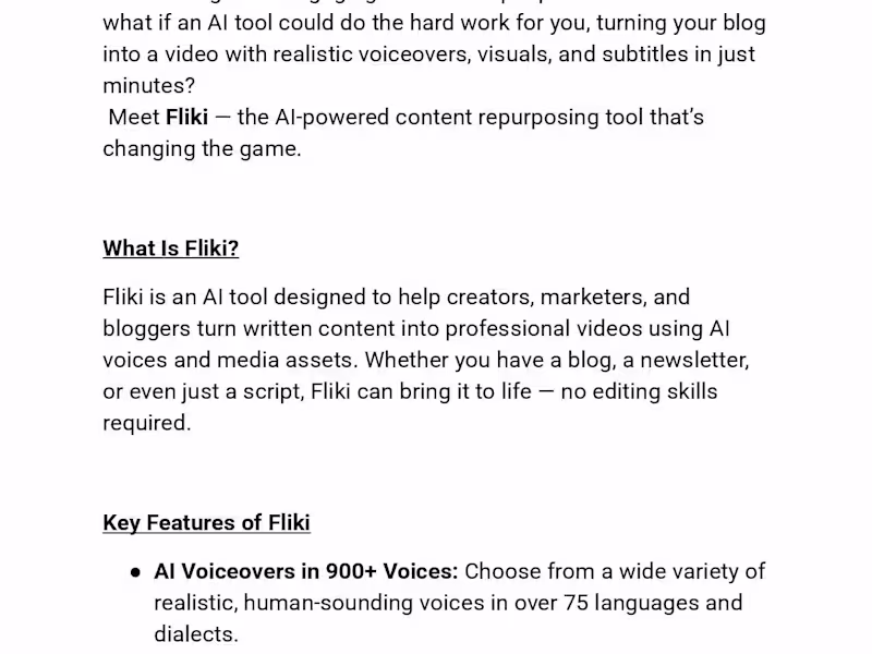 Cover image for Blog Posts into Videos with Fliki