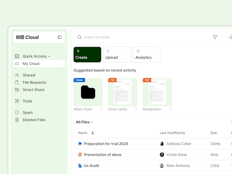 Cover image for Ui Exploration for a cloud storage and collaboration tool.