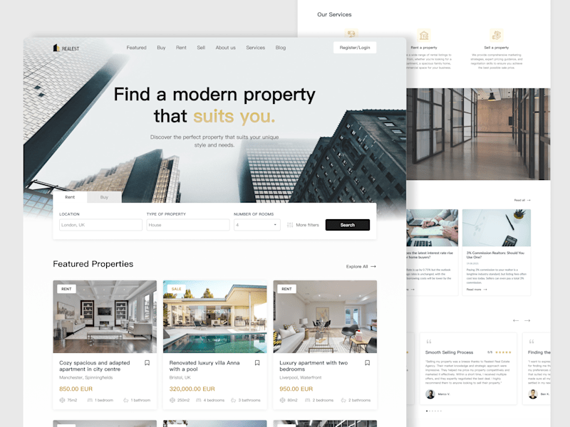 Cover image for Realest Real Estate Agency Website UI Design
