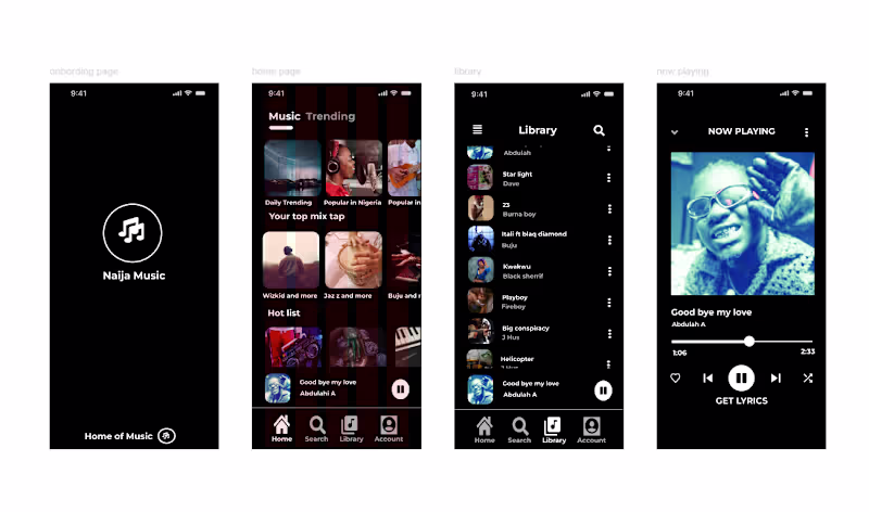Cover image for Figma Naija Music Mobile App,