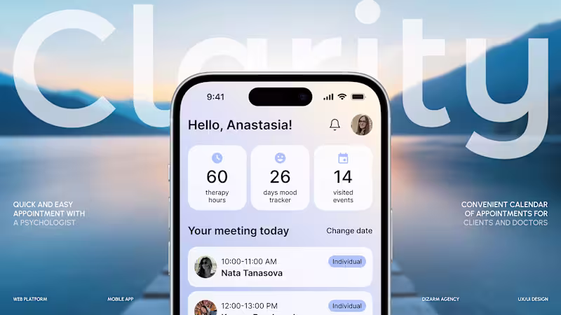 Cover image for MENTAL HEALTH PLATFORM | MOBILE APP | APP DESIGN
