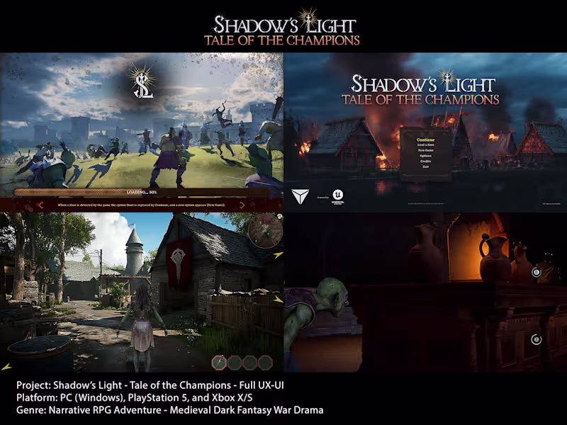Cover image for UX/UI Design for Shadow's Light - Tale of the Champions