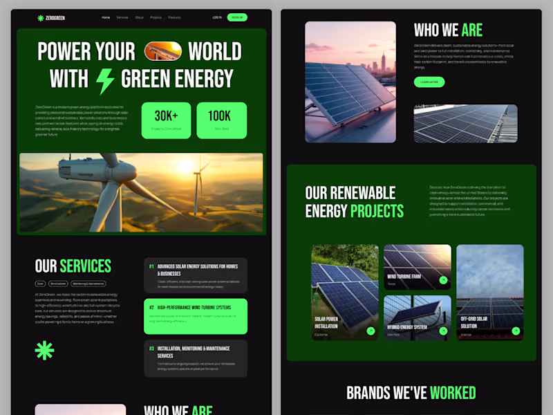 Cover image for ZeroGreen Solar Energy – Modern