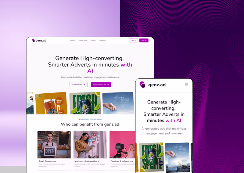 Cover image for Web app design - Genz-Ad ( AI Powered AD Generator )