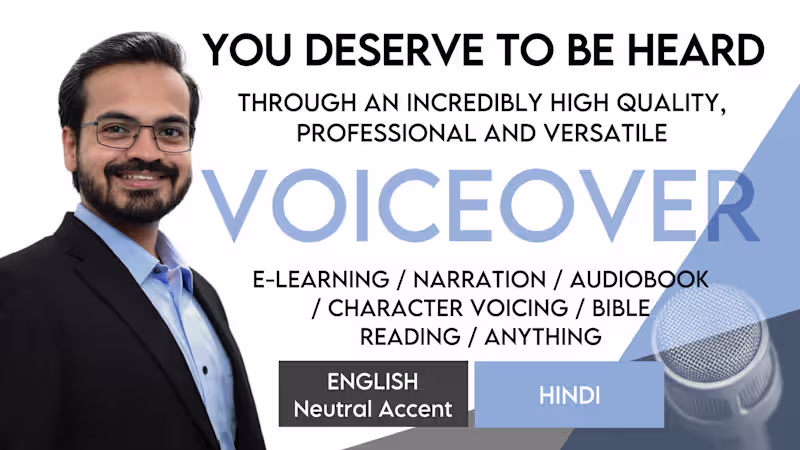 Cover image for Hindi VO for Promos/ AudioBook Narration/ E-Learning/ AVR