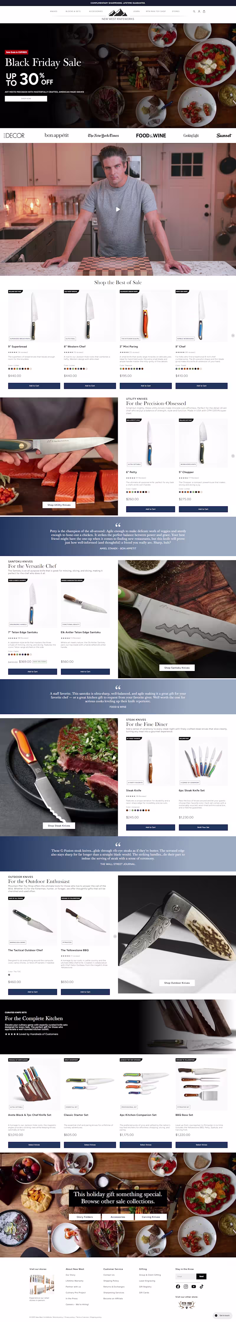 Cover image for Black Friday Sale Landing Page for New West KnifeWorks
