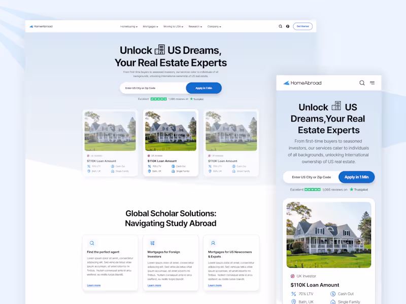 Cover image for HomeAbroad | Real Estate Website Redesign