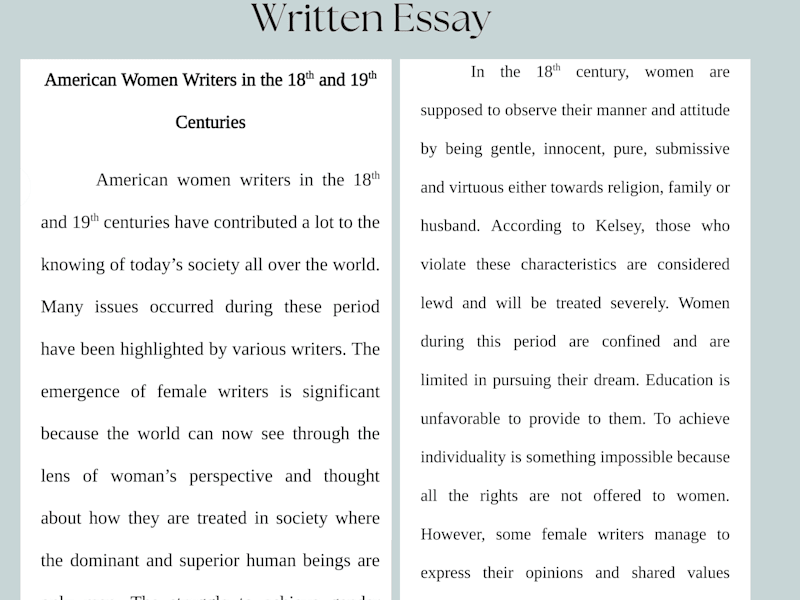 Cover image for Written Essay