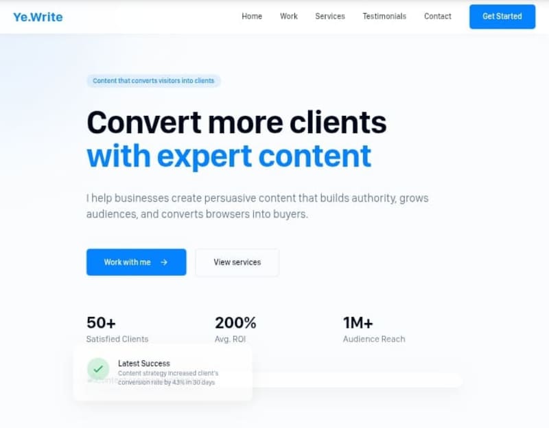 Cover image for High Converting Landing Page Design for a Content Writer