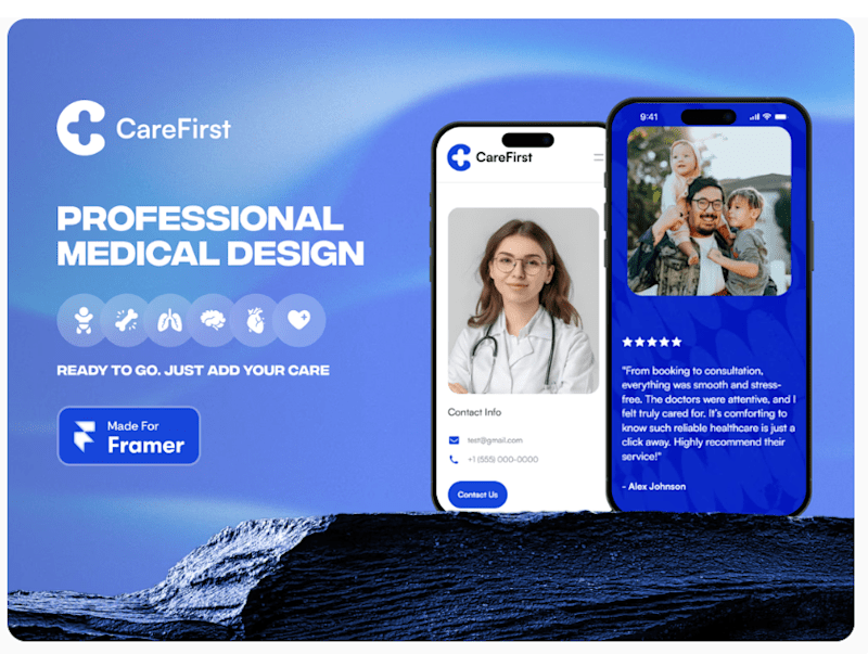 Cover image for Carefirst : Clinic & Healthcare Website Framer Template