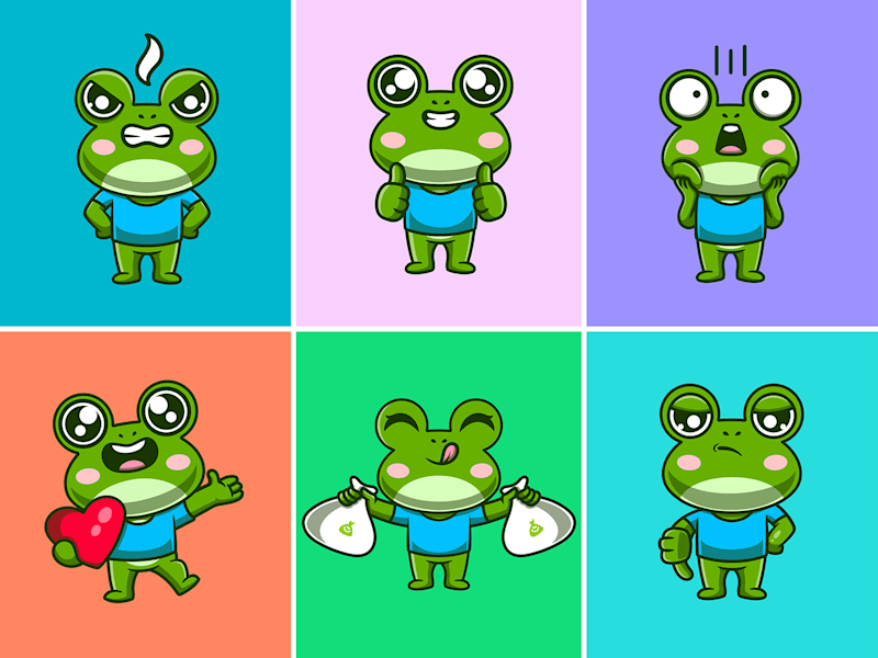 Cover image for Cute frog expression :: Behance