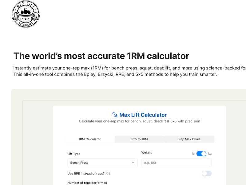 Cover image for Free 1RM Calculator – Estimate Bench, Squat & Deadlift Max