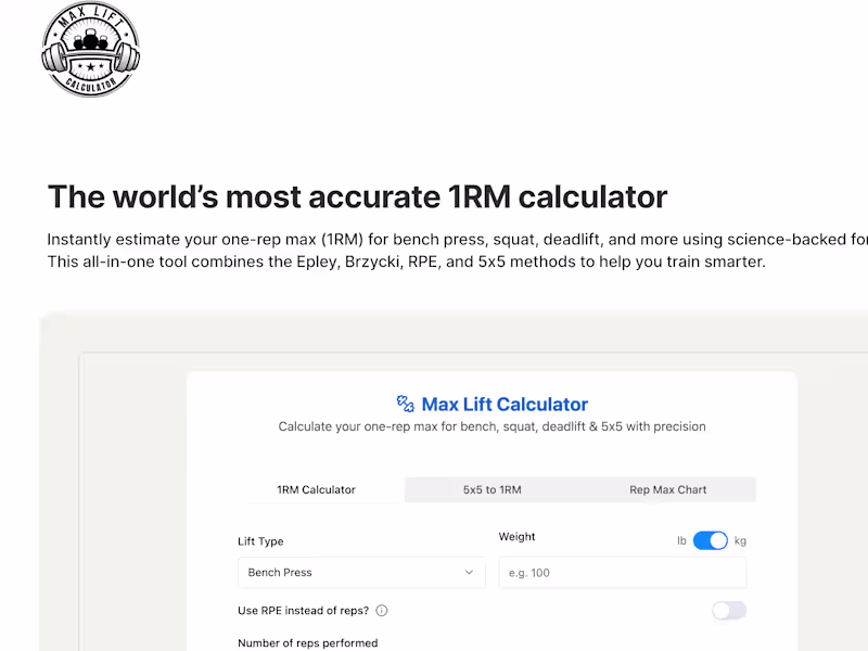Cover image for Free 1RM Calculator – Estimate Bench, Squat & Deadlift Max