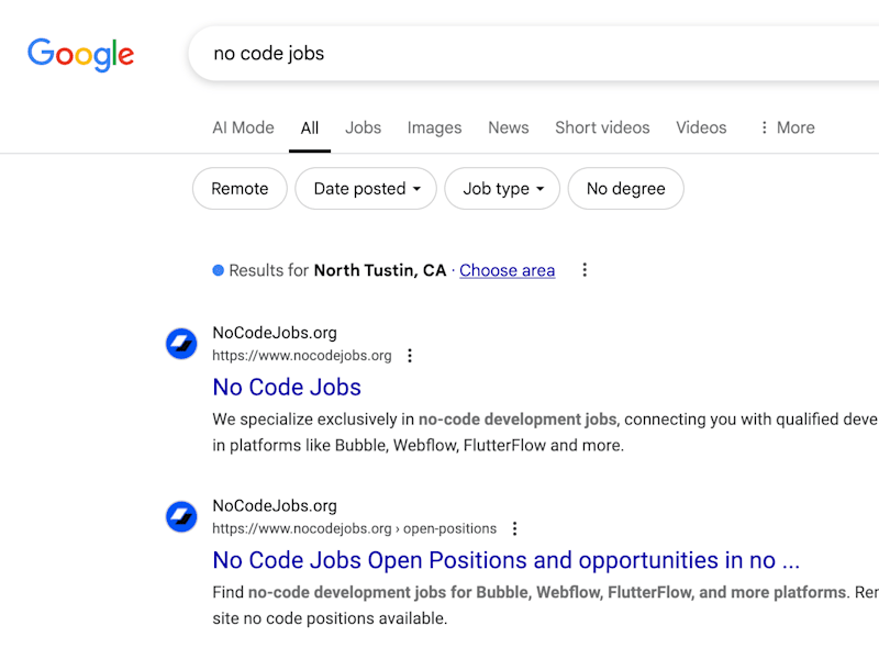 Cover image for No Code Jobs - No Code Job Board