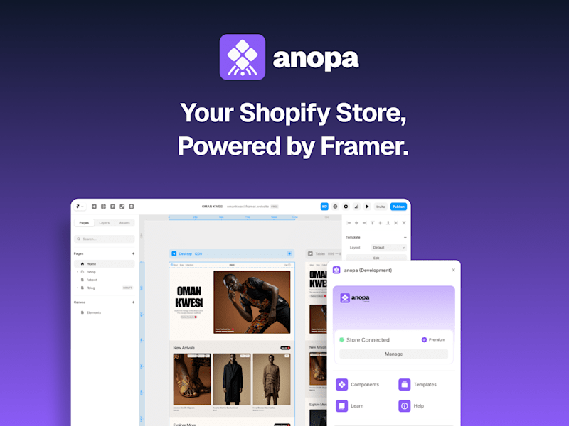 Cover image for Anopa Framer Shopify Plugin