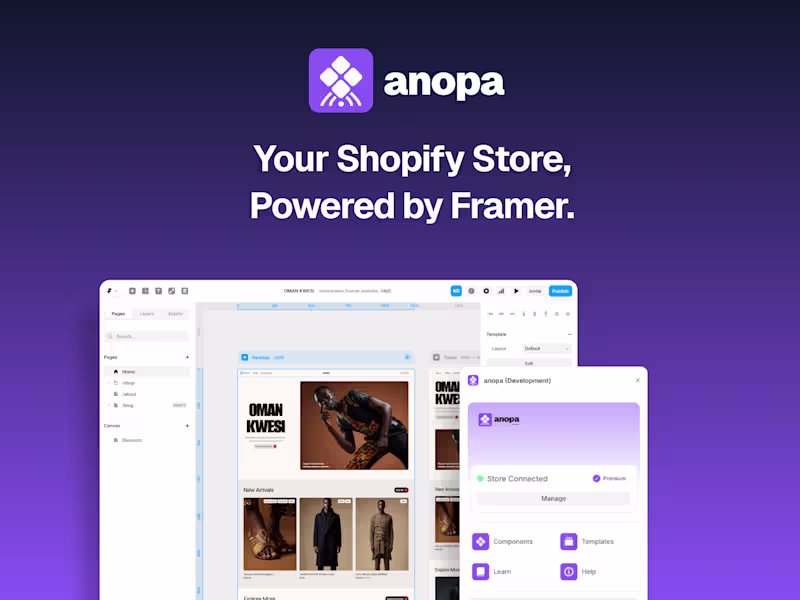 Cover image for Anopa Framer Shopify Plugin