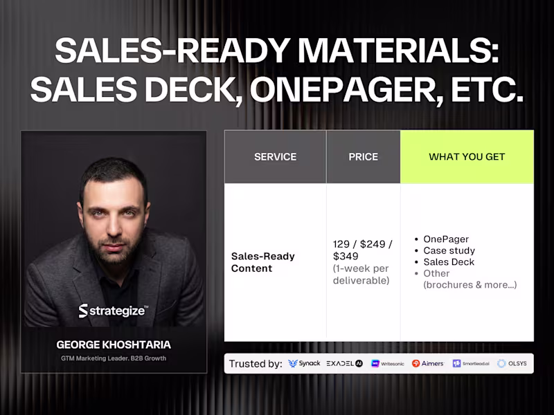Cover image for Sales-ready materials: Sales Deck, OnePager, Presentation