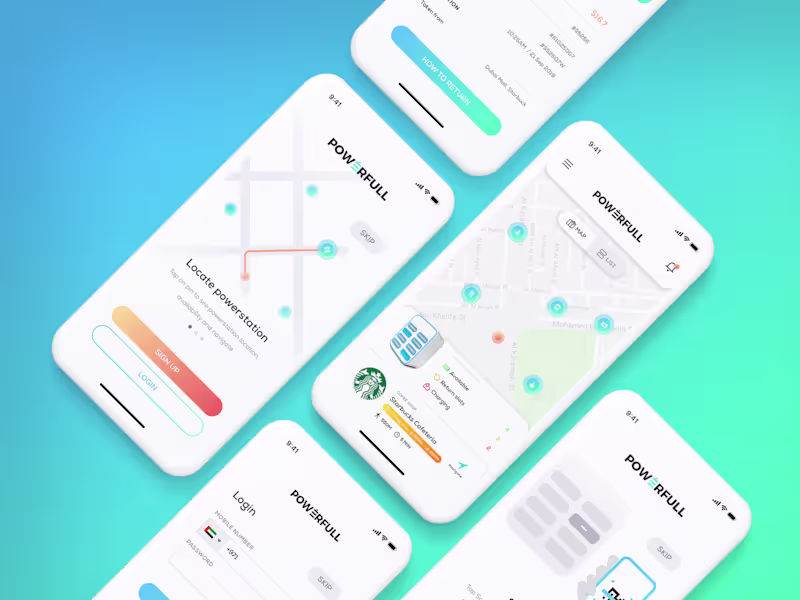 Cover image for Powerfull App - Smart Powerbank Rental | App Design