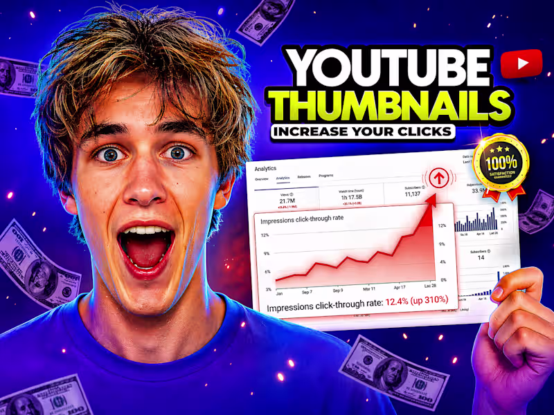 Cover image for I will design professional youtube thumbnail in 3 hours