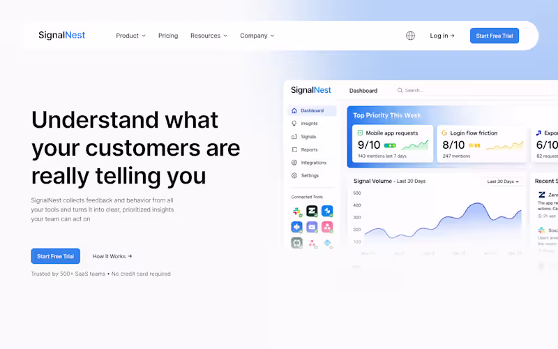 Cover image for SaaS Landing Page Design for SignalNest