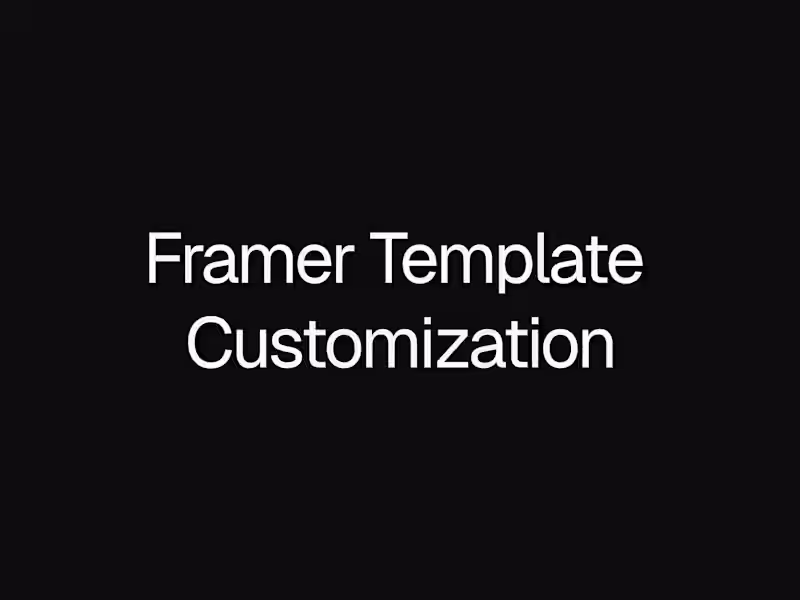 Cover image for Framer Template Customization