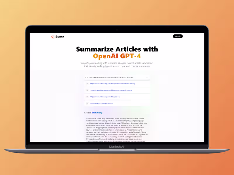 Cover image for SumZ – AI-Based Article Summarizer