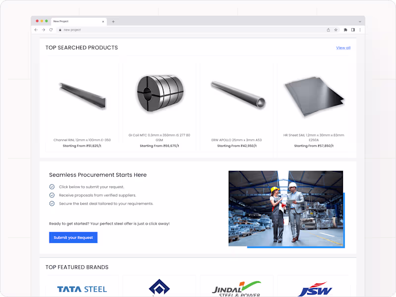 Cover image for A B2B Steel Procurement Platform