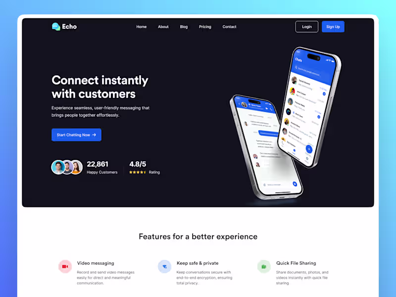 Cover image for Echo Chat App Landing Page Design
