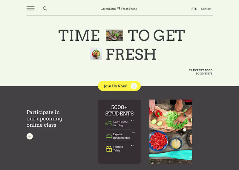 Cover image for Landing page design for food company