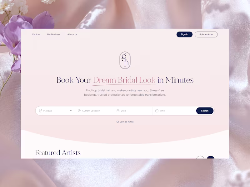 Cover image for GlamHub – Bridal Hair & Makeup Booking Platform