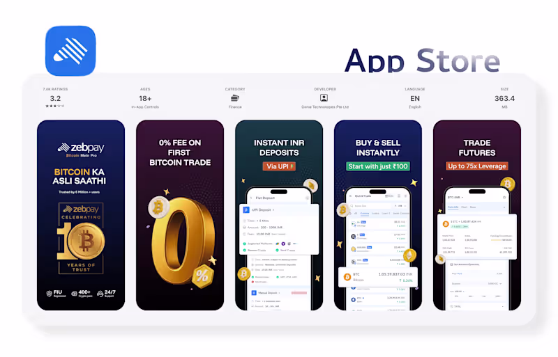 Cover image for App Store & Play Store Visuals for ZebPay