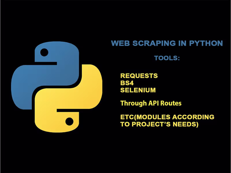 Cover image for I will develop custom python web scraping scripts and bots
