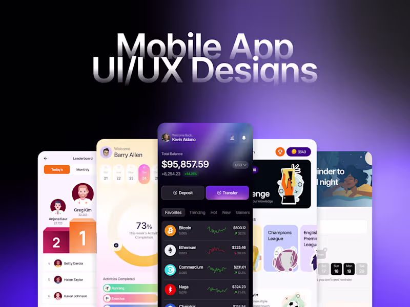 Cover image for Mobile App UI/UX Designs