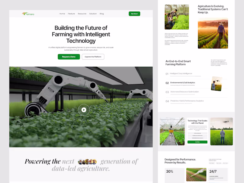 Cover image for A modern, investor-ready landing page design for a Smart Far...