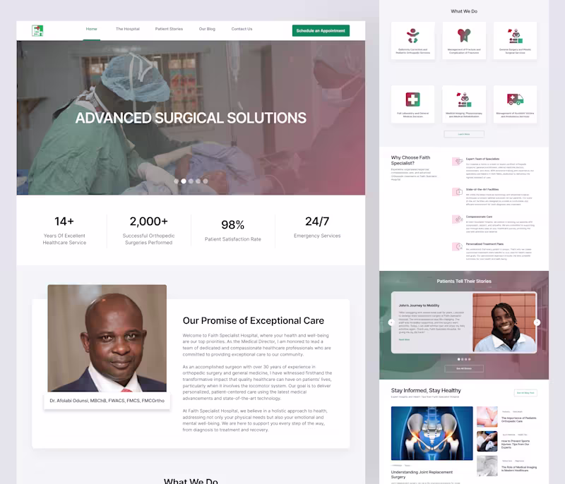 Cover image for Faith Specialist Hospital Website Design